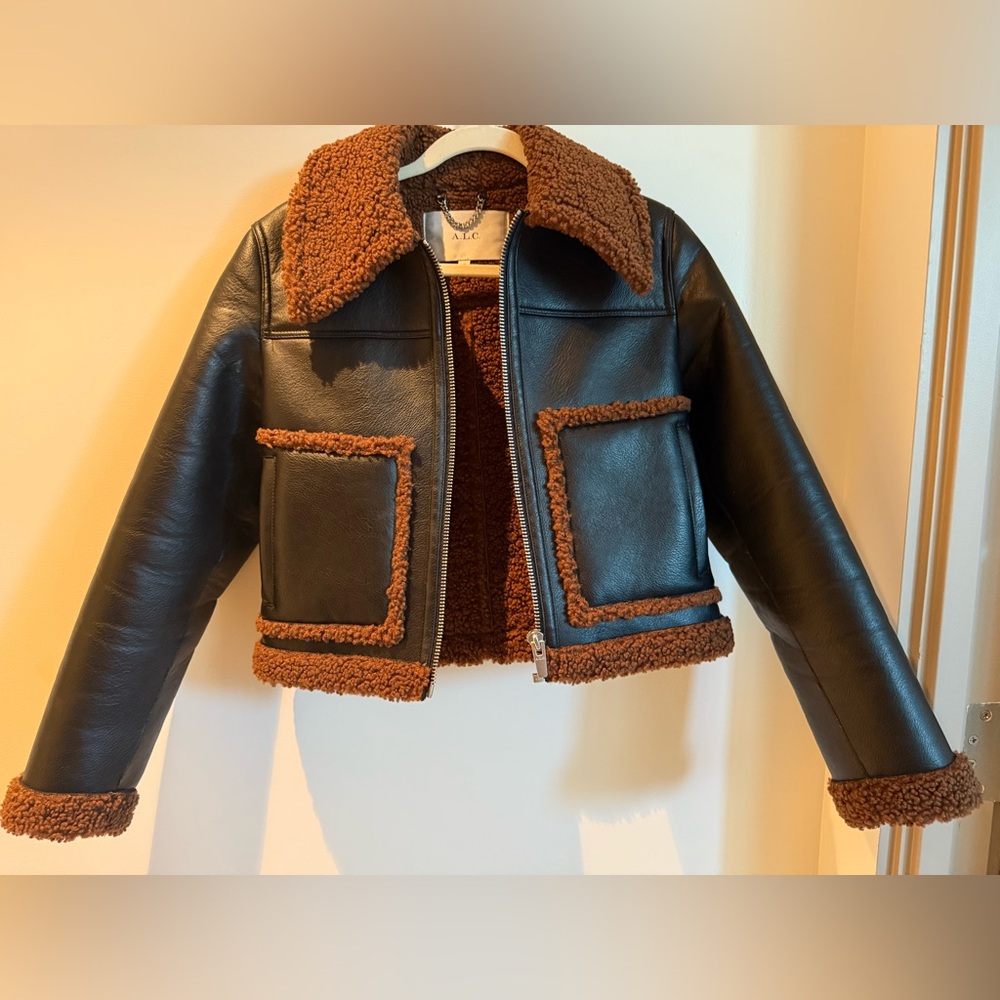 A.L.C. Black and Brown Teddy Archer Jacket